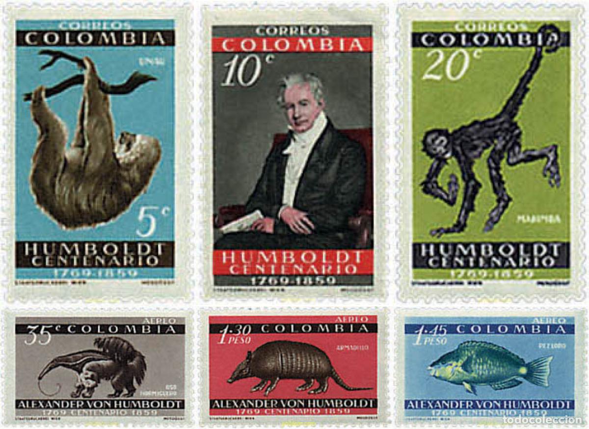 Sellos: 214245 MNH COLOMBIA 1960 CENTENARIO DE LA MUERTE DE ALEXANDER VON HUMBOLDT