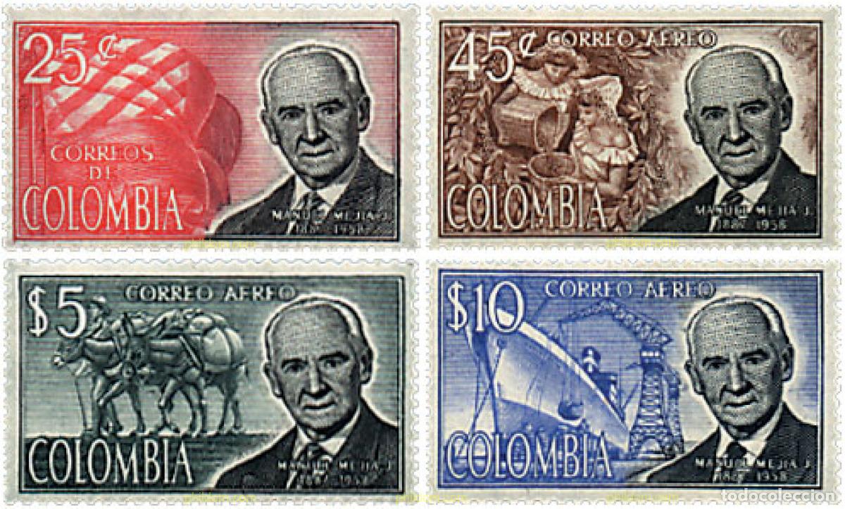 Sellos: 58320 MNH COLOMBIA 1965 HOMENAJE A MANUEL MEJIA