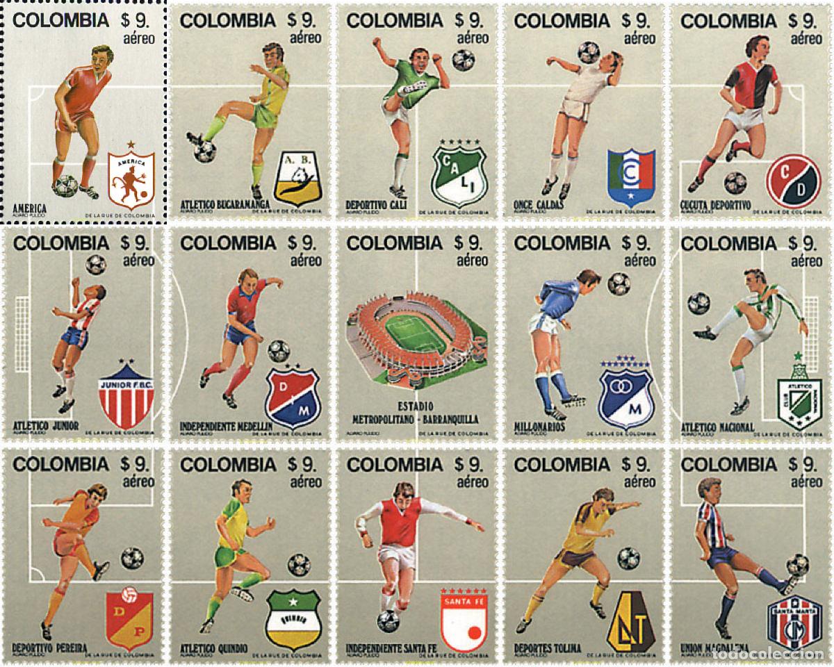Sellos: 253337 MNH COLOMBIA 1982 COPA DEL MUNDO DE FUTBOL. ESPA&Ntilde;A-82. CLUBS DE FUTBOL