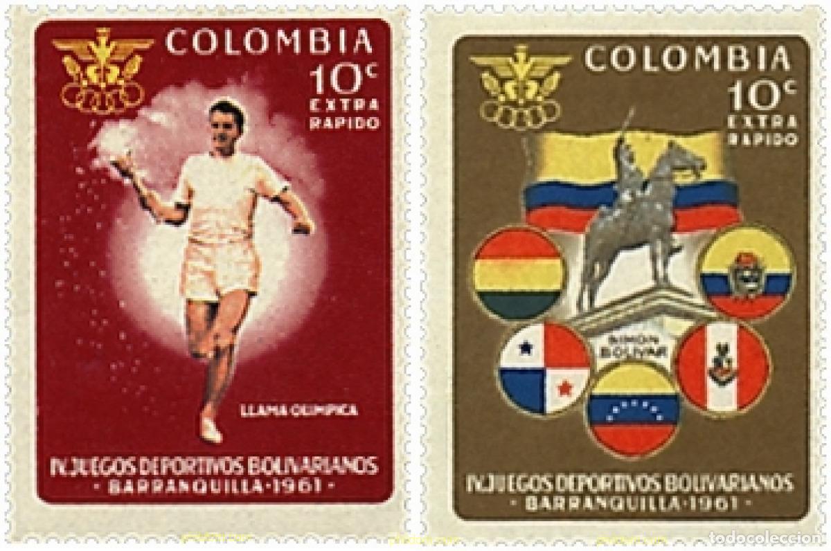 Sellos: 303056 MNH COLOMBIA 1961 4 JUEGOS DEPORTIVOS BOLIVARIANOS EN BARRANQUILLA