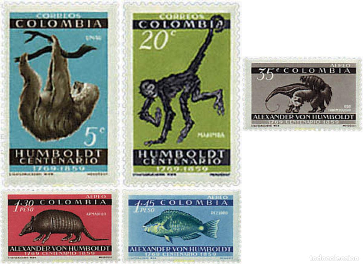 Sellos: 579464 MNH COLOMBIA 1960 CENTENARIO DE LA MUERTE DE ALEXANDER VON HUMBOLDT
