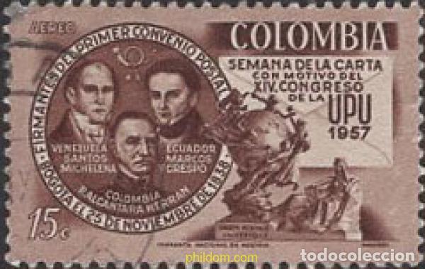 Sellos: 660589 USED COLOMBIA 1957 SEMANA DE LA CARTA. 14 CONGRESO DE LA UPU