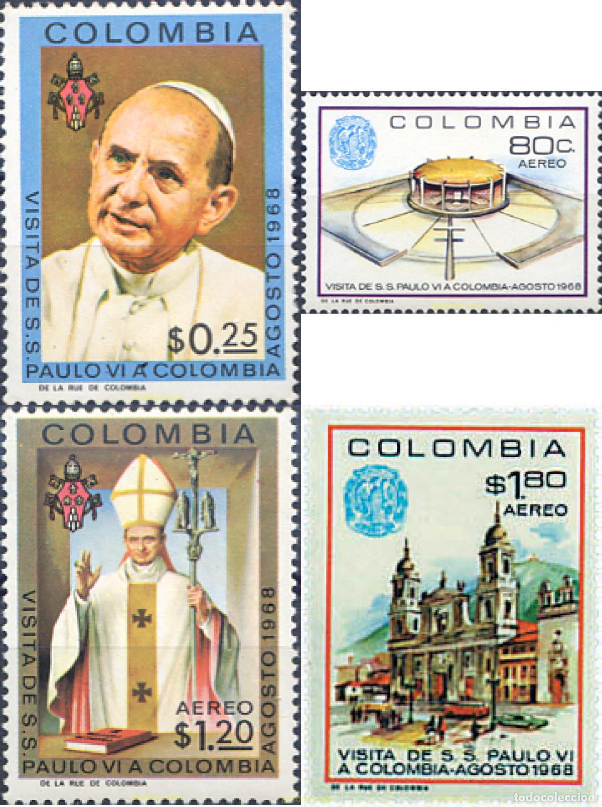 Sellos: 47831 MNH COLOMBIA 1968 VISITA DE SS EL PAPA PABLO VI