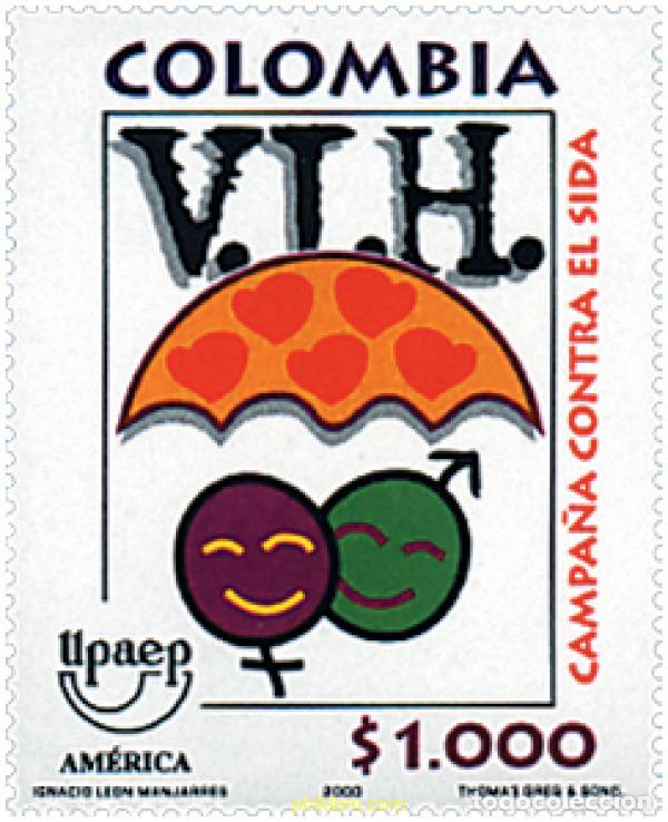 Sellos: 99135 MNH COLOMBIA 2000 AMERICA-UPAEP 2000 - CAMPA&Ntilde;A CONTRA EL SIDA