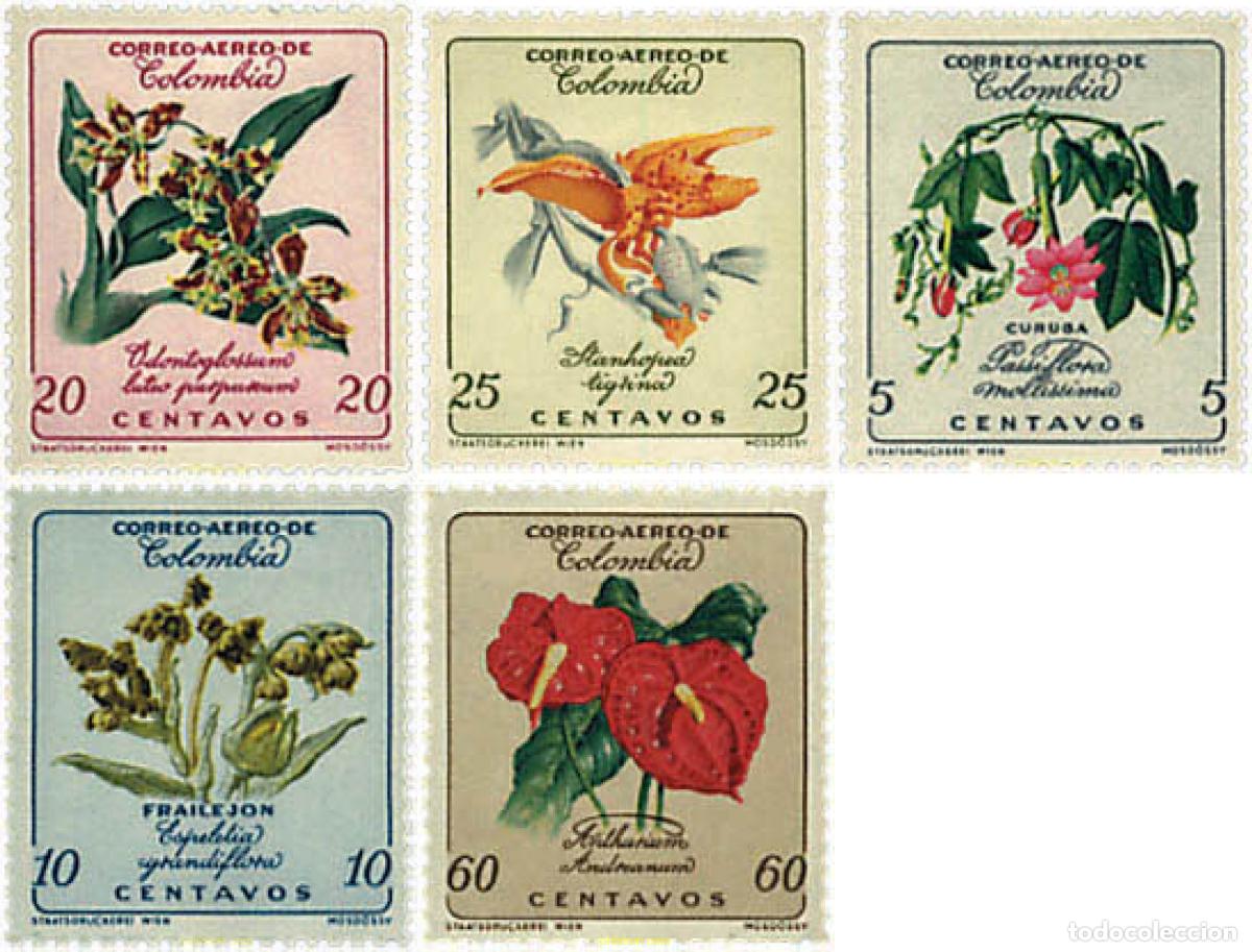 Sellos: 339254 HINGED COLOMBIA 1960 FLORES
