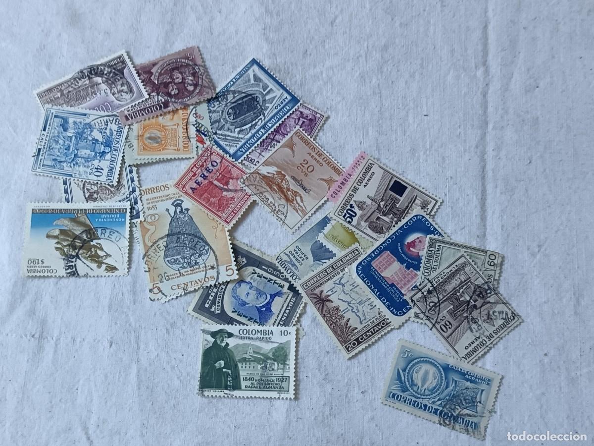 Sellos: Lote con 25 sellos extranjeros, Colombia