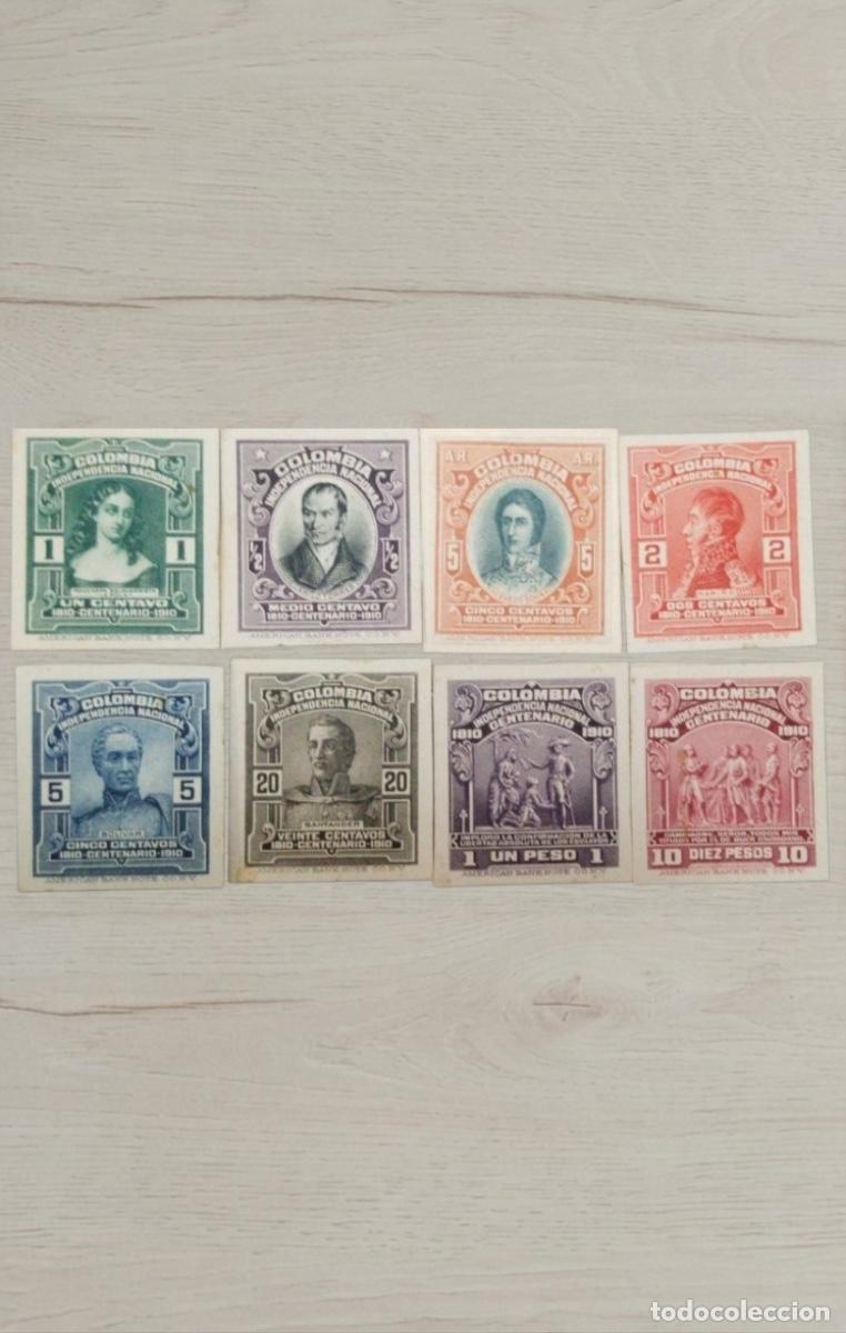 Sellos: Colombia 1910 Independence Centenary COMPLETE Definitive Set 8v Mint - Includes 1P & 10P High Values