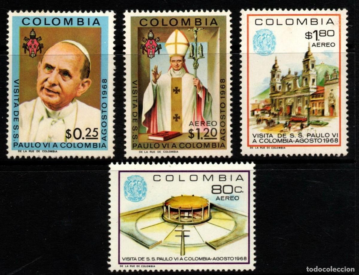 Sellos: COLOMBIA 1968 SERIE 4 STAMPS MNH VISITA DEL PAPA PABLO VI PAULO VI PAULUS VI POPES PAPAS PAPES