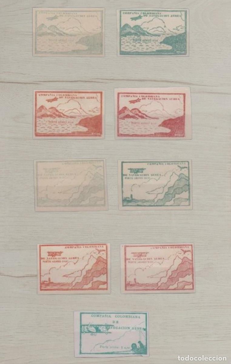 Sellos: Lote 9 Sellos Colombia 1920 - Compa&ntilde;&iacute;a Colombiana de Navegaci&oacute;n A&eacute;rea - Nuevos