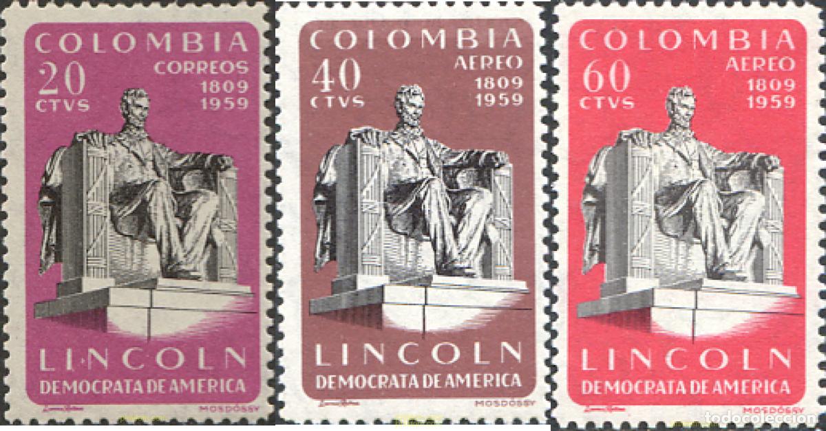 Sellos: 176770 MNH COLOMBIA 1960 ANIVERSARIO DEL NACIMIENTO DE ABRAHAM LINCOLN