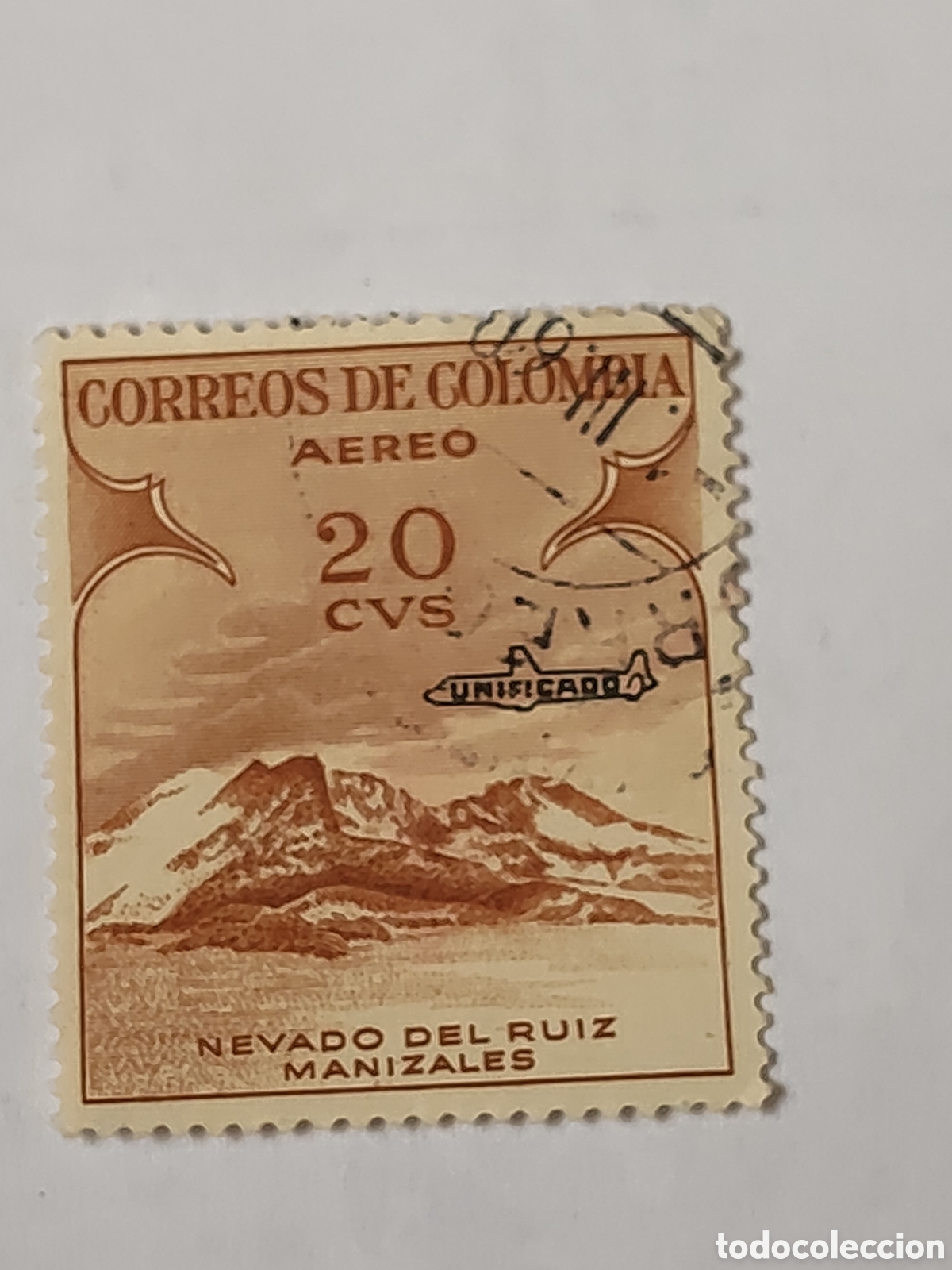 Sellos: Sello de Colombia Nevado del Ruiz en Manizales 1954 usado