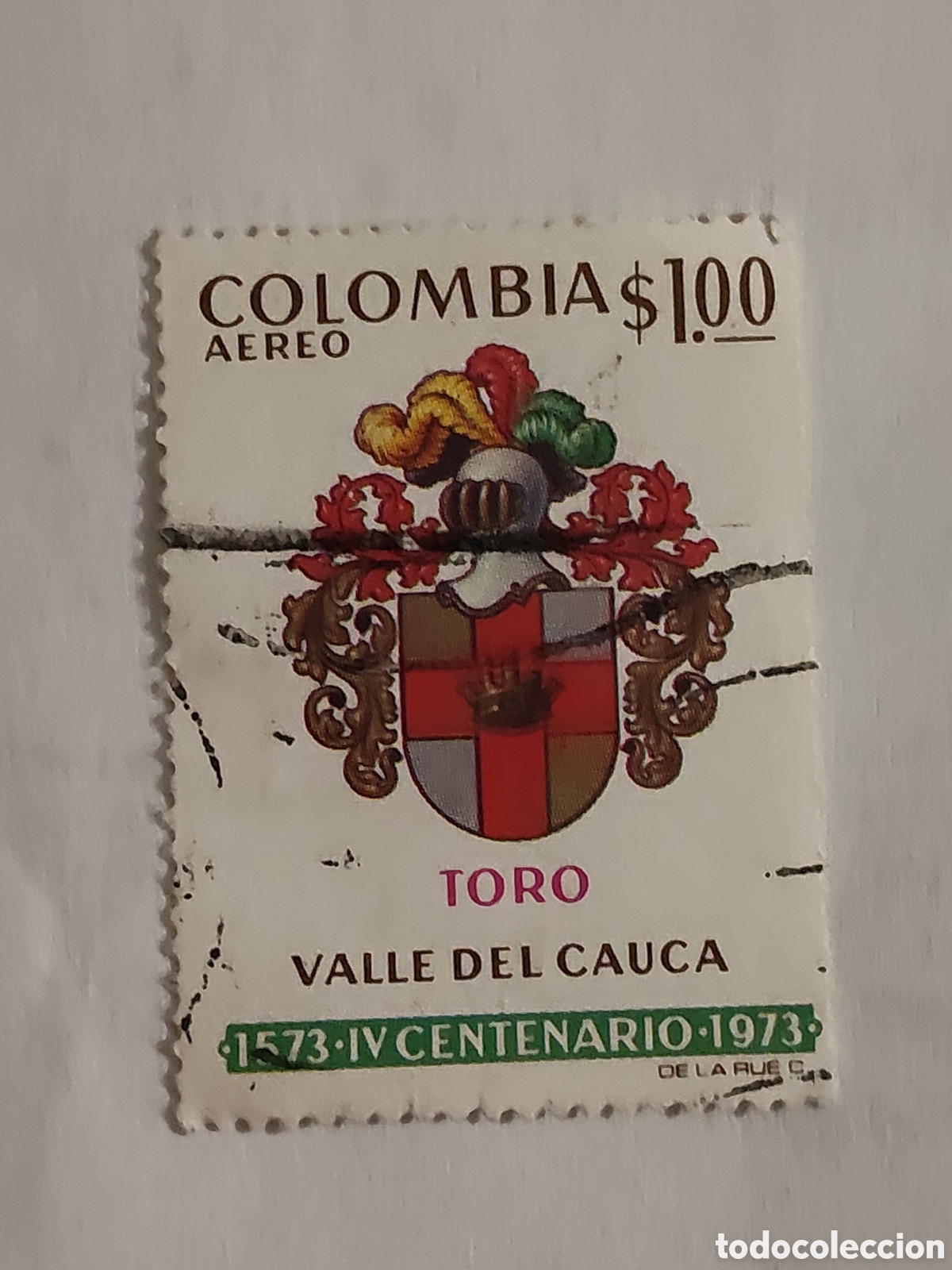 Sellos: Sello de Colombia escudo de armas de Toro Valle del Cauca 1973