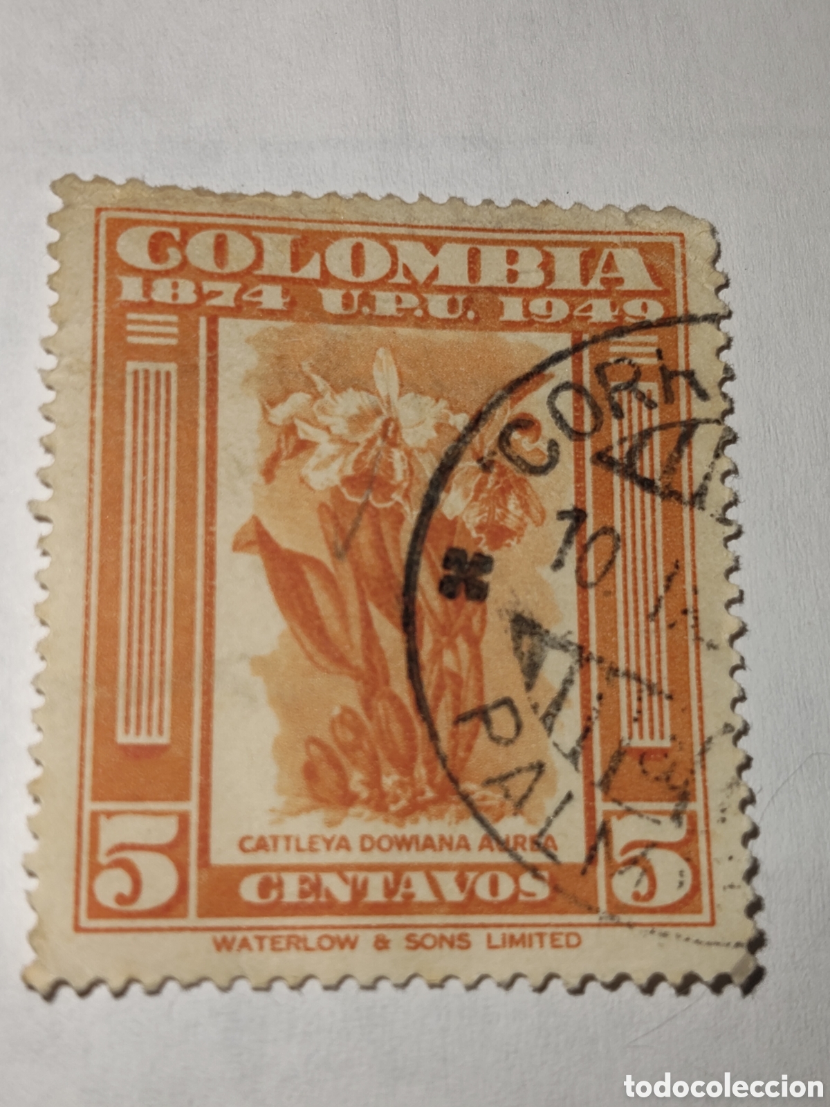 Sellos: Sello de Colombia 75 aniversario de la Uni&oacute;n postal Universal Orquidia 1950