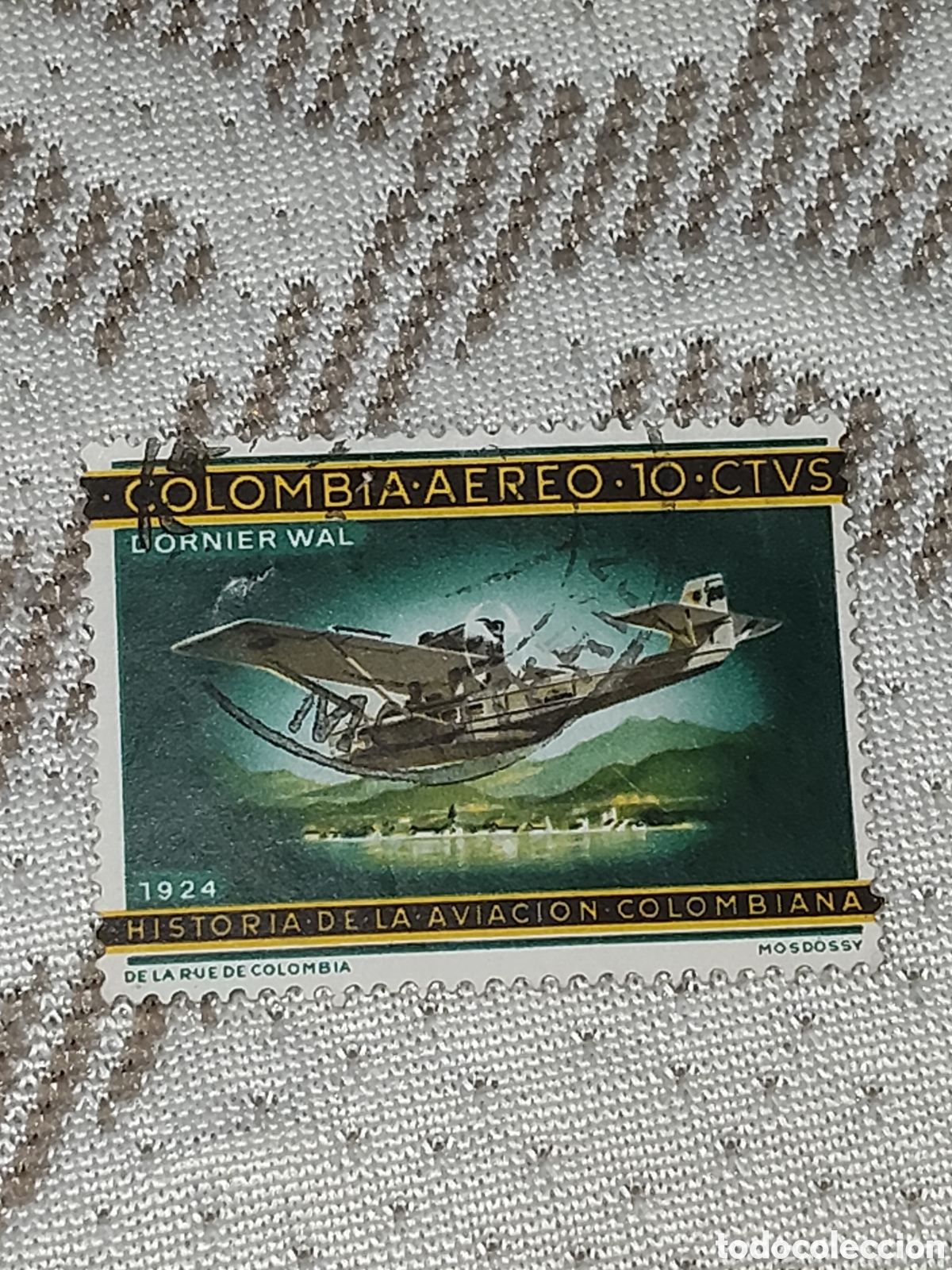 Sellos: Sello de Colombia Avi&oacute;n Dornier Wall de 1924 usado 1965