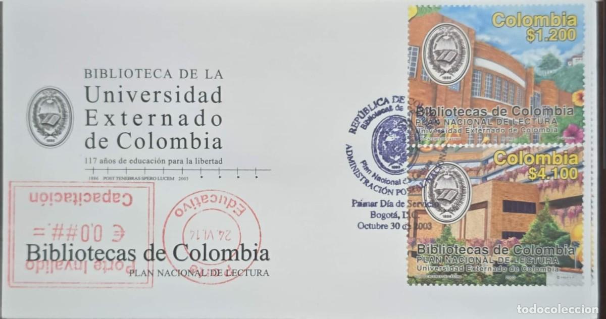 Sellos: MI) 2003, COLOMBIA, FIRST-DAY COVER, MECHANICAL FRANKING, WITH TWO STAMPS: ONE SHOWING THE COAT OF A