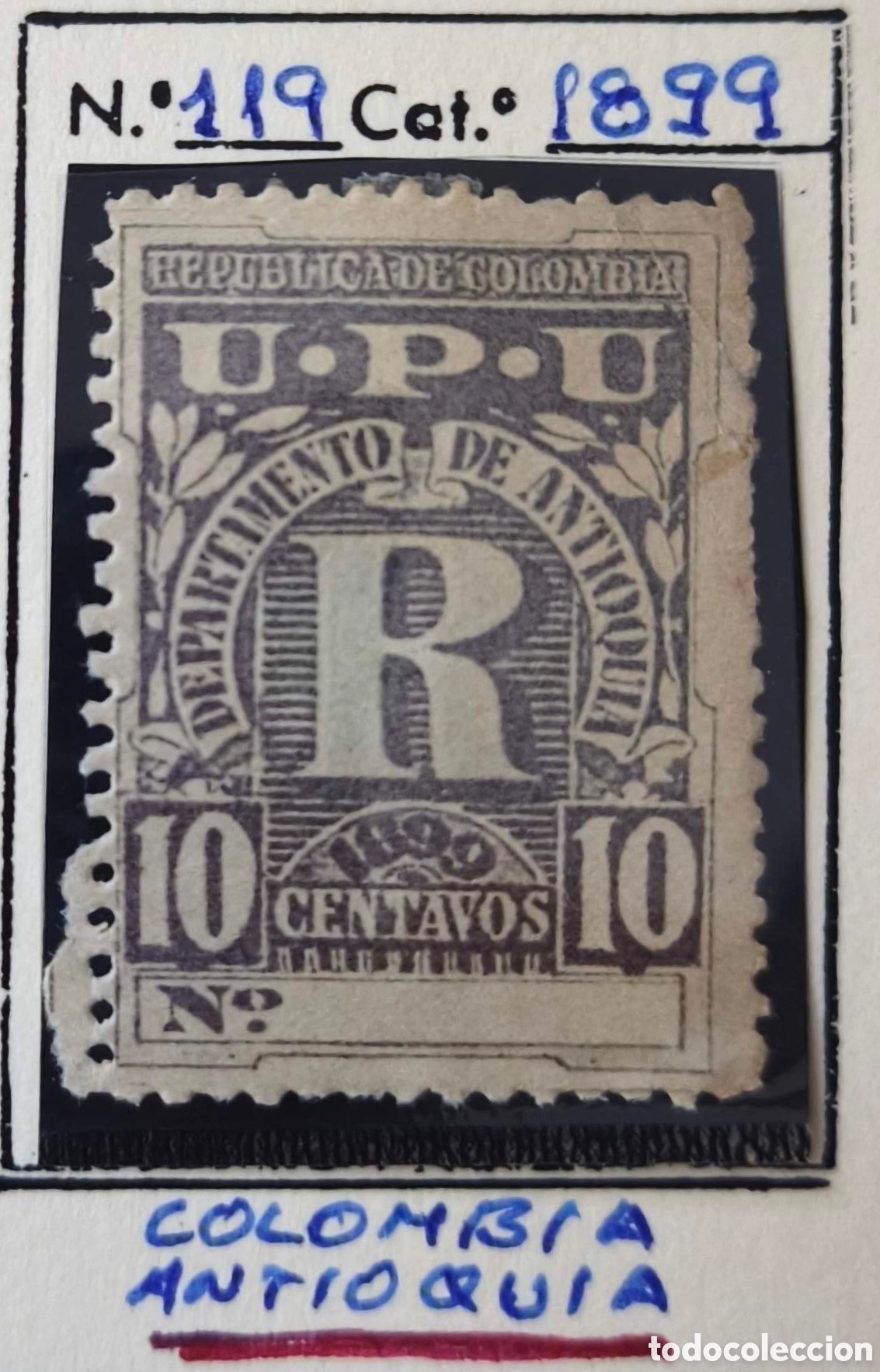 Sellos: Colombia. Antioquia. 1899. 10 centavos