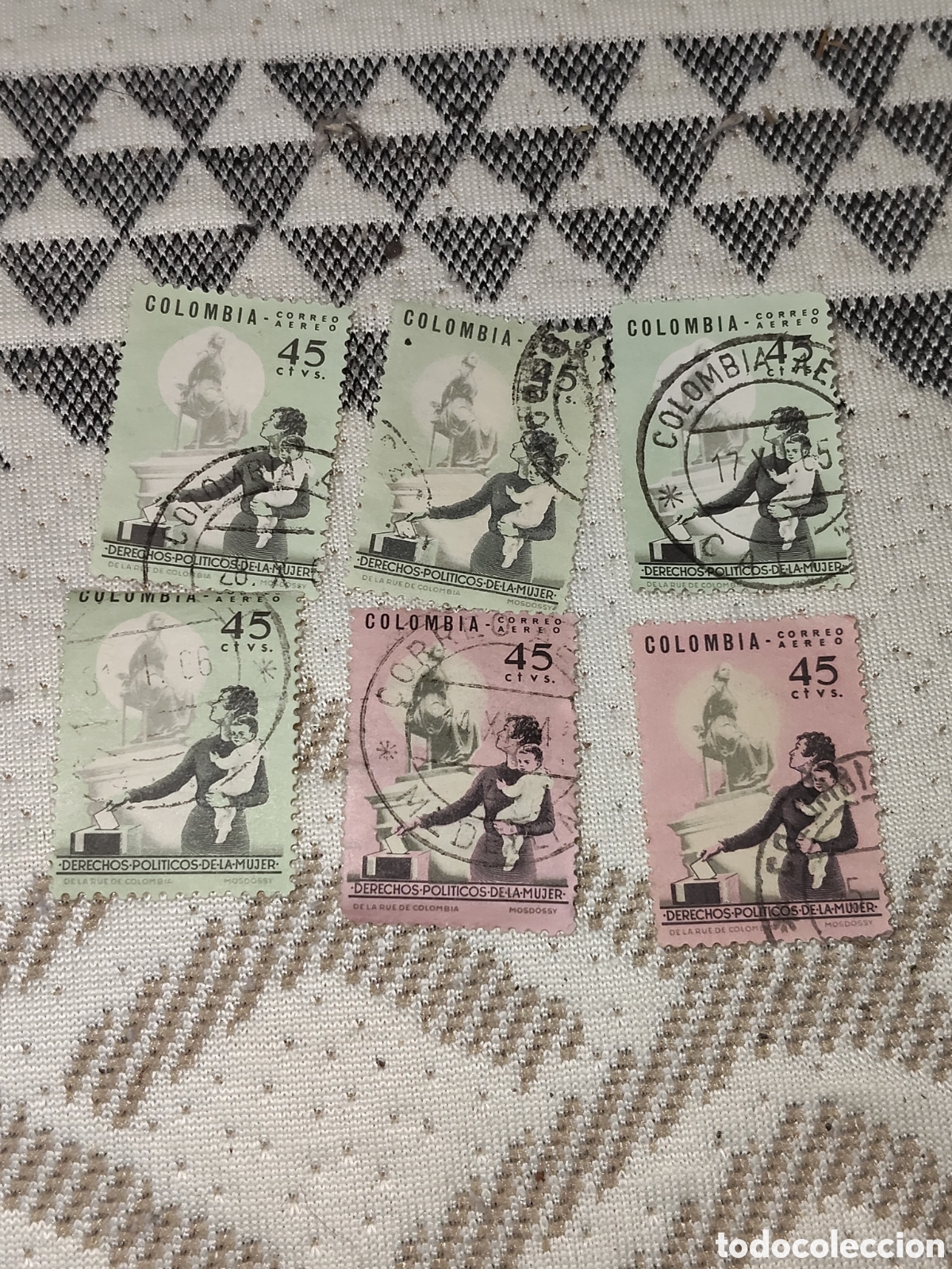 Sellos: 6 sellos de Colombia derechos pol&iacute;ticos de la mujer 1963