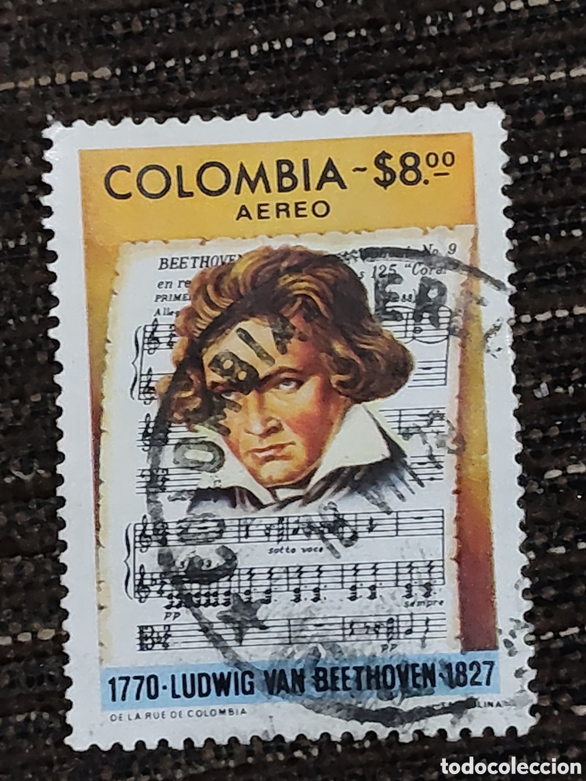 Sellos: Sello de Colombia Ludwig van Beethoven 1977