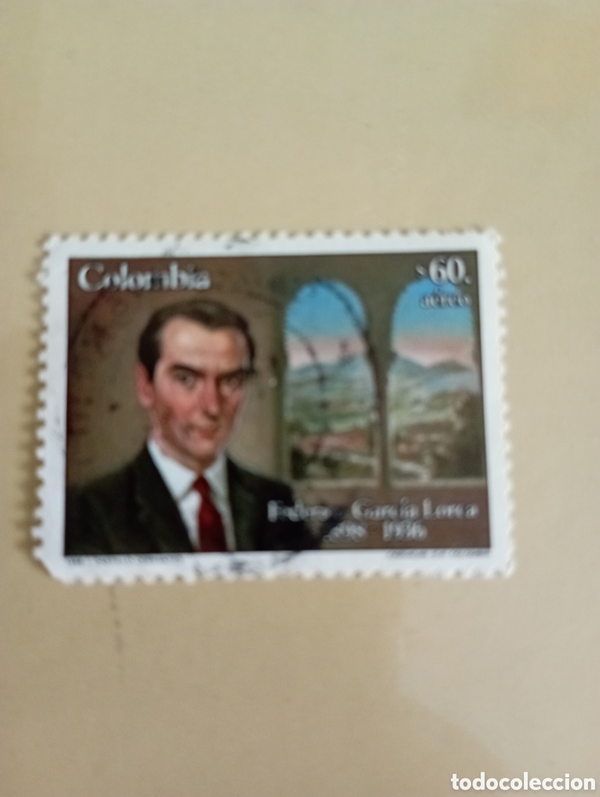 Briefmarken: Federico Garc&iacute;a Lorca. Colombia. 1986. Pintura de I. Castillo Cervantes.