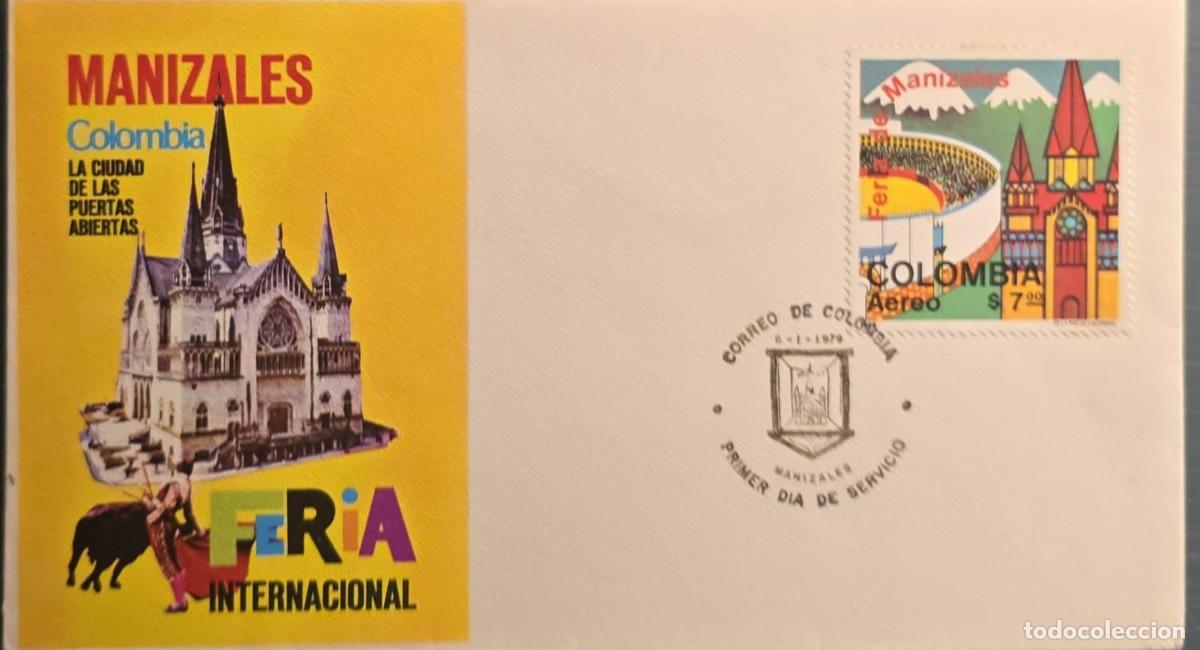 Sellos: TS)1979, COLOMBIA, FIRST-ISSUE AIRMAIL COVER FEATURING AN IMAGE OF THE MANIZALES CATHEDRAL BASILICA