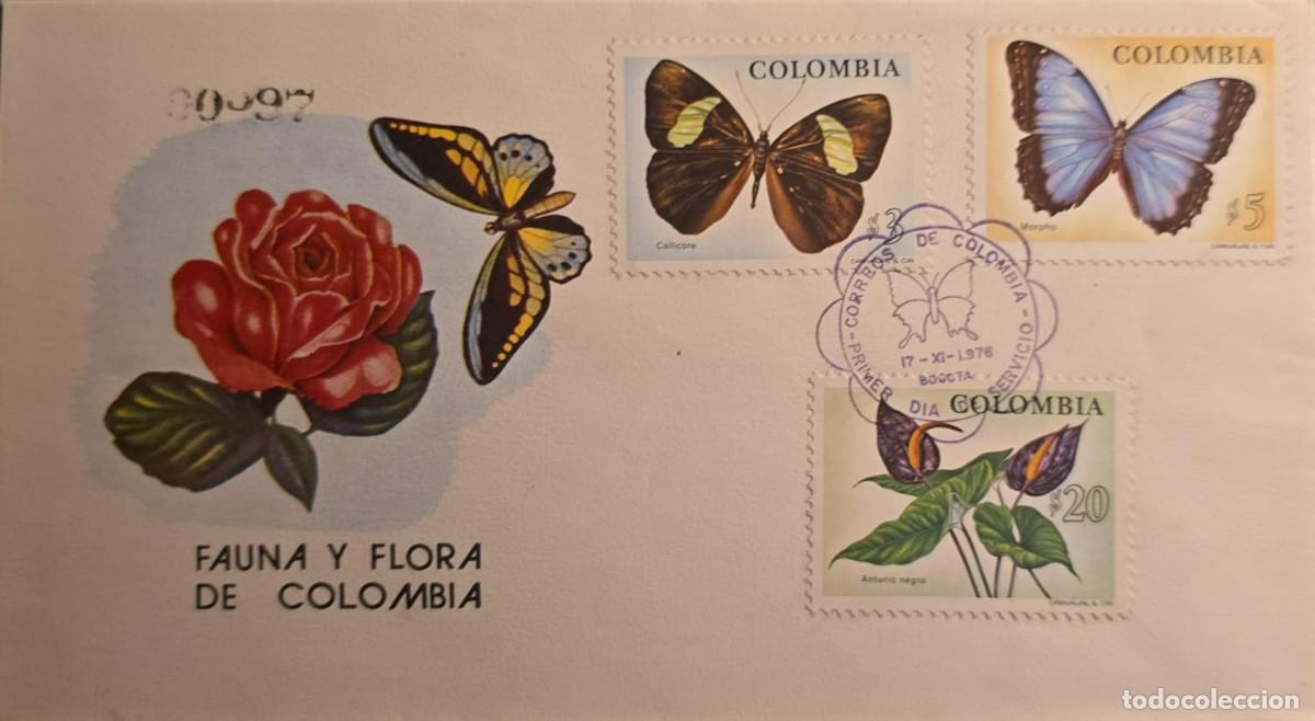 Sellos: TS) 1976 COLOMBIA, FDC, COVER CIRCULATED IN BOGOTA, WITH BUTTERFLIES STAMPS,XF.