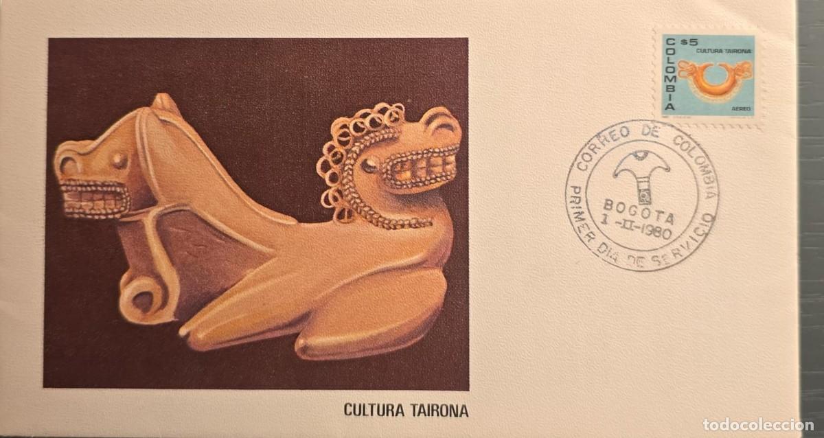 Sellos: TS)1980, COLOMBIA, FIRST DAY COVER FEATURING THE IMAGE &rdquo;TAIRONA ZOOMORPHIC PENDANT&rdquo; (FROM THE BANK O