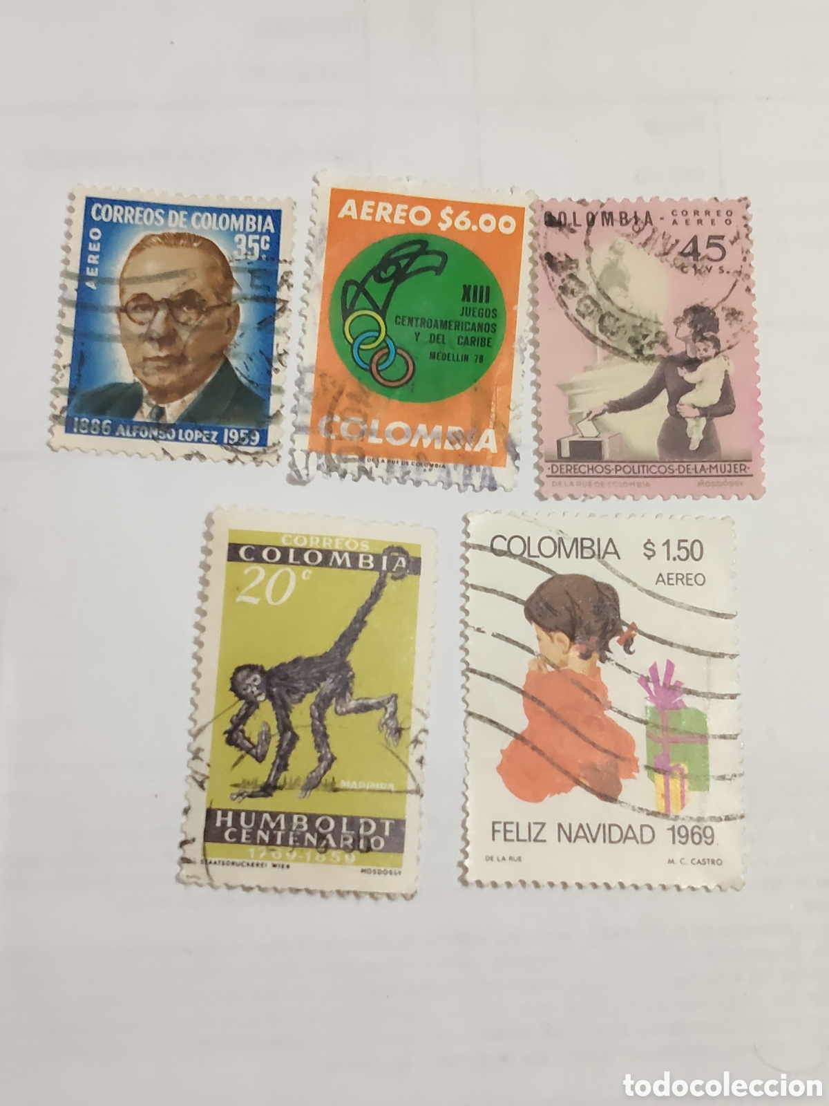 Sellos: 5 sellos de Colombia tem&aacute;ticas diferentes