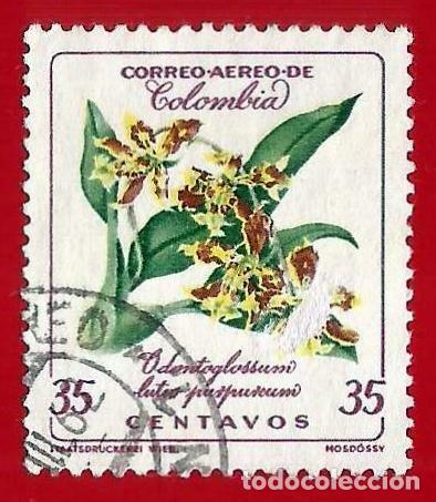 Sellos: Colombia. 1960. Scott # C361. Flores. Orquidea