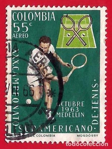 Sellos: Colombia. 1963. Scott # C454. Campeonato Sudamericano de Tenis