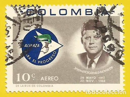 Sellos: Colombia. 1963. Scott # C455. Presidente John F. Kennedy