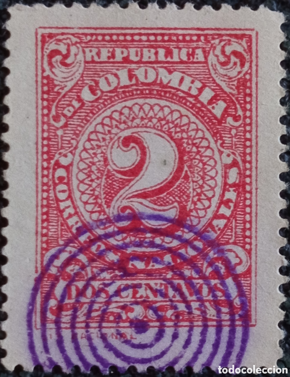 Sellos: Sello Colombia 1902 Valor Num&eacute;rico 2c Rojo Usado Matasellado - Scott 316