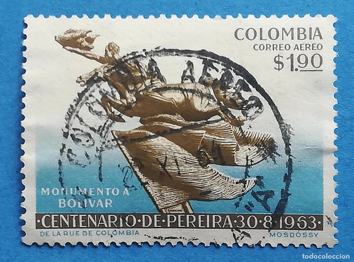 Sellos: Colombia. Centenario de pereira. Monumento a Sim&oacute;n Bol&iacute;var. Scott C453.