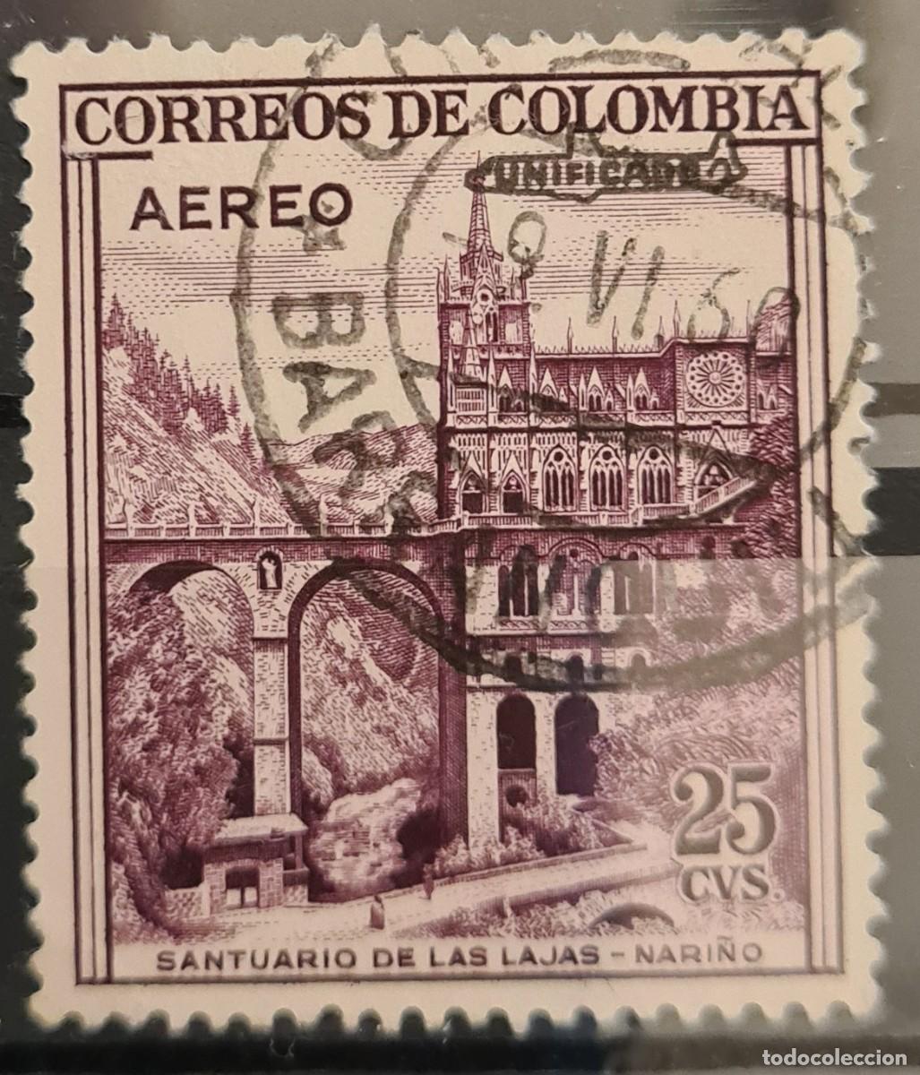 Sellos: Sello a&eacute;reo usado de Colombia 1958: Santuario de las Lajas