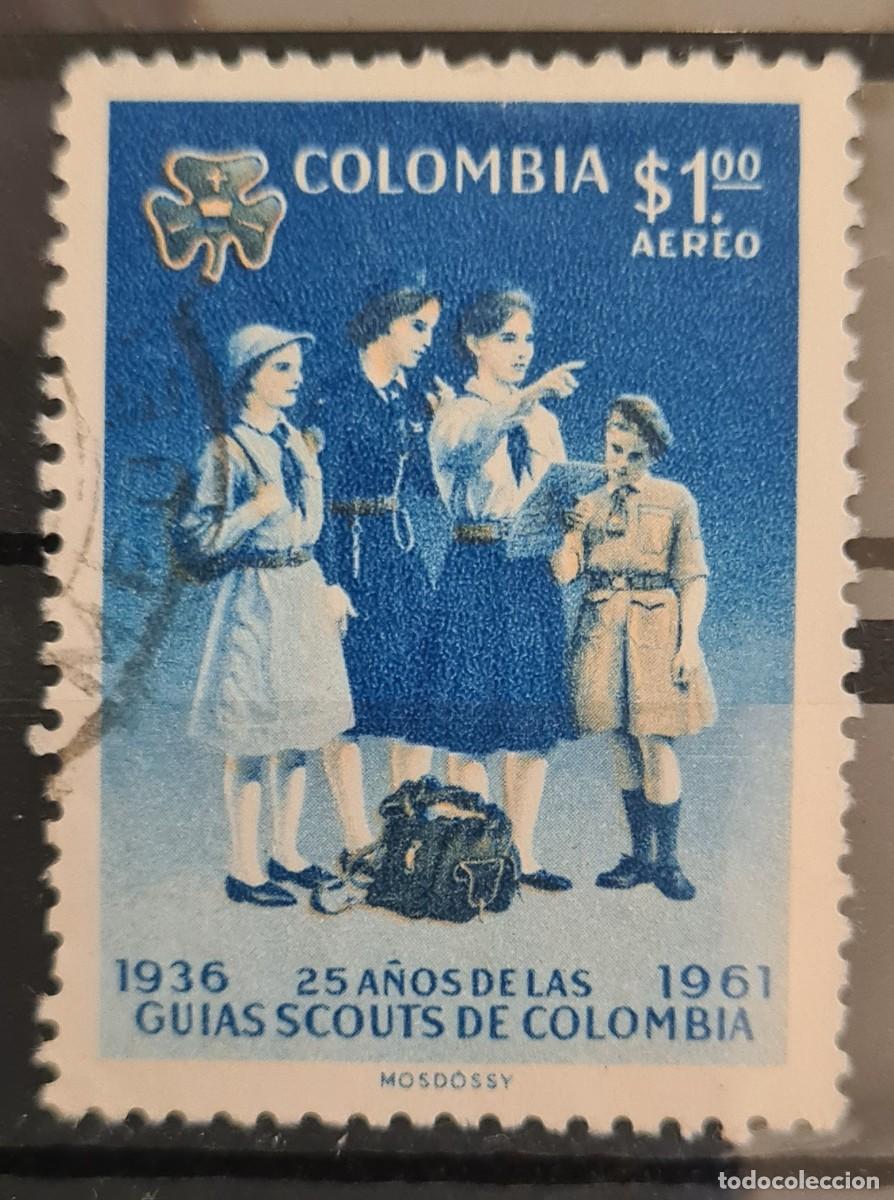 Sellos: Sello a&eacute;reo usado de Colombia 1962: Escoltas y gu&iacute;as colombianos