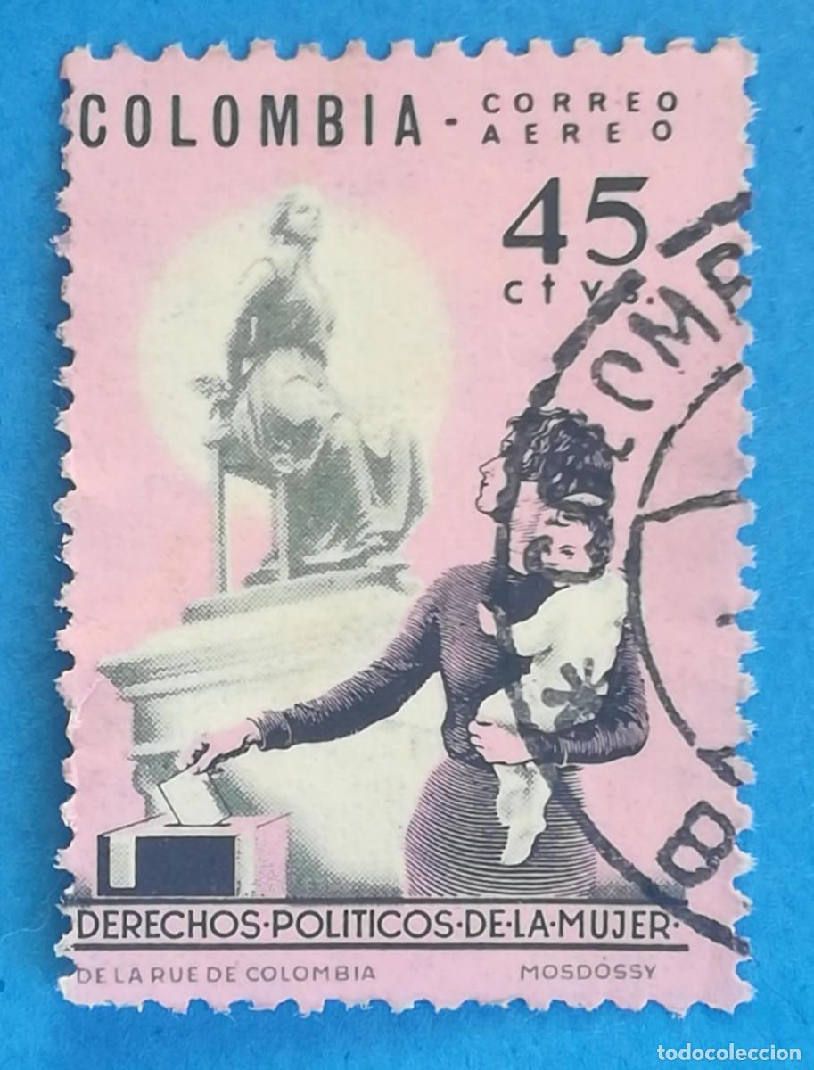 Sellos: Colombia 1963. Derechos pol&iacute;ticos de la mujer. Rosa. 45 centavos.