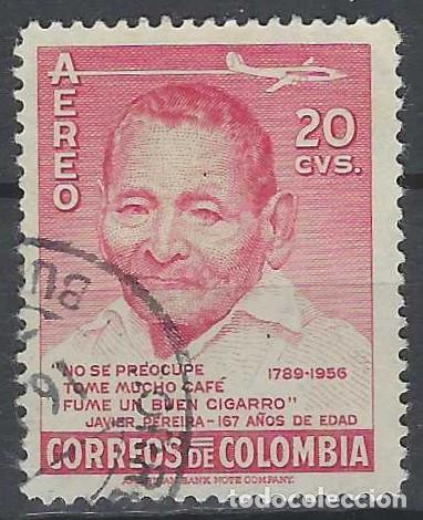 Sellos: COLOMBIA 1956 - HOMENAJE A JAVIER PEREIRA, A&Eacute;REO - USADO