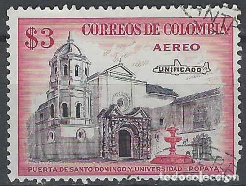 Sellos: COLOMBIA 1959 - TURISMO, SOBRECARGADO AVI&Oacute;N &rdquo;UNIFICADO&rdquo;, A&Eacute;REO - USADO