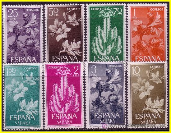 Timbres: Sahara 1962 Serie b&aacute;sica n&ordm; 201 a 208 * *