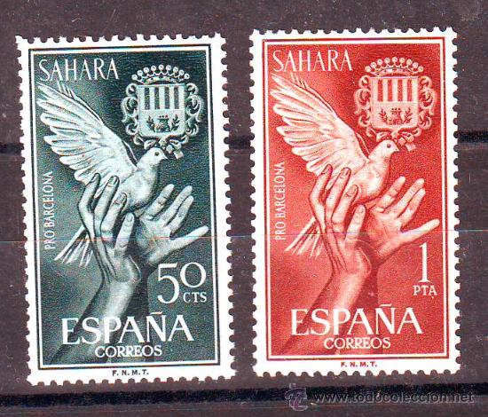 Briefmarken: SAHARA***A&Ntilde;O 1963.EDIFIL NR.220/221.AYUDA A BARCELONA.