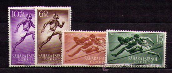 Timbres: SAHARA 1954 - PRO INFANCIA - DEPORTES - EDIFIL N&ordm; 112-115