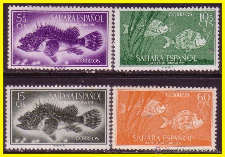 Briefmarken: SAHARA 1953 D&iacute;a del Sello EDIFIL N&ordm; 108 a 111 * * serie completa