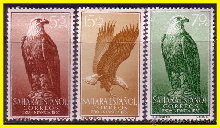 Briefmarken: SAHARA 1957 Pro Infancia EDIFIL N&ordm; 139 a 141 * * serie completa