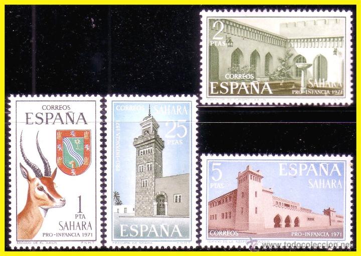 Timbres: SAHARA 1971 Pro Infancia EDIFIL n&ordm; 288 a 291 * *