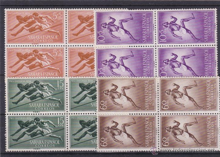Timbres: SAHARA ESPA&Ntilde;OL ed 112 /15 ** BLOQUE DE CUATRO a&ntilde;o 1954 NUEVOS deportes , atletismo