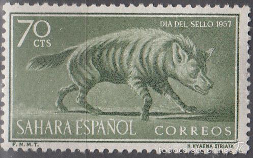 Timbres: EDIFIL 145, NUEVO CON FIJASELLOS. D&Iacute;A DEL SELLO DE 1957. FAUNA.