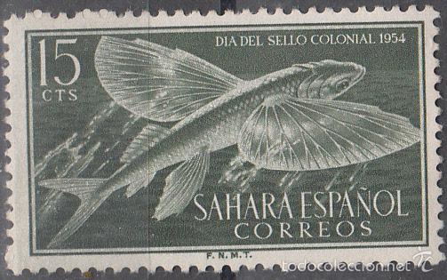 Briefmarken: EDIFIL 118. NUEVO CON FIJASELLOS. D&Iacute;A DEL SELLO COLONIAL 1954. FAUNA, PECES.