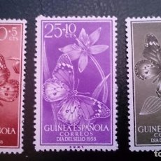 Sellos: GUINEA - 1958 - EDIFIL 388/390 MNH**(COMPL DIA DEL SELLO MARIPOSAS - NUEVOS SIN SEÑAL DE FIJASELLOS.