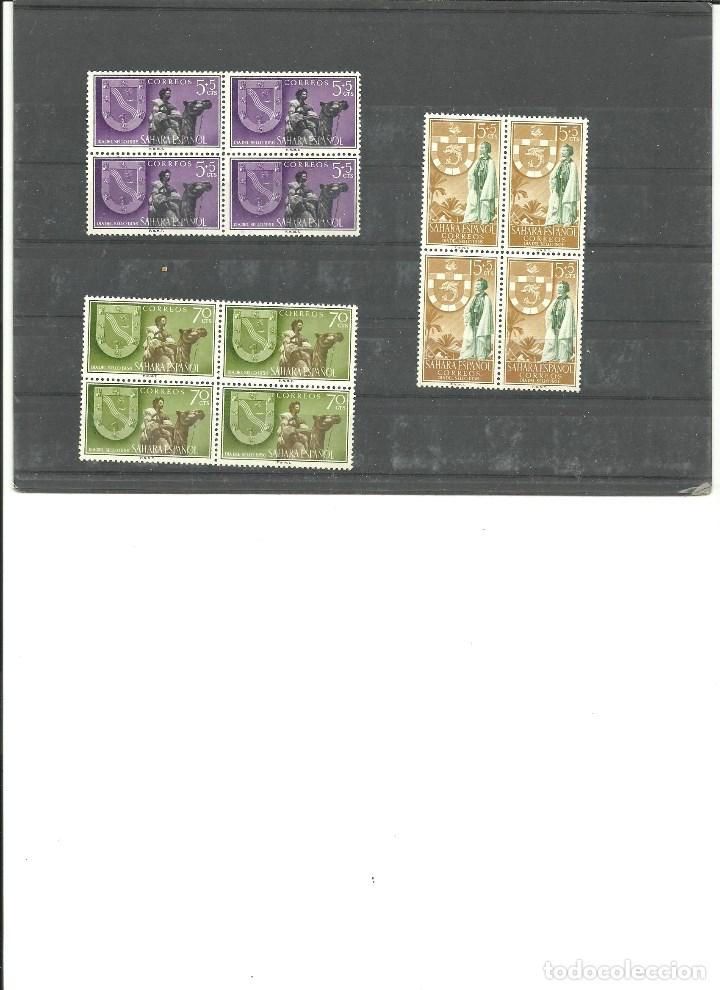 Briefmarken: SAHARA- 130/132 Dia del Sello-Villa Cisneros y- Bloque de cuatro nuevos sin fijasellos(seg&uacute;n foto)
