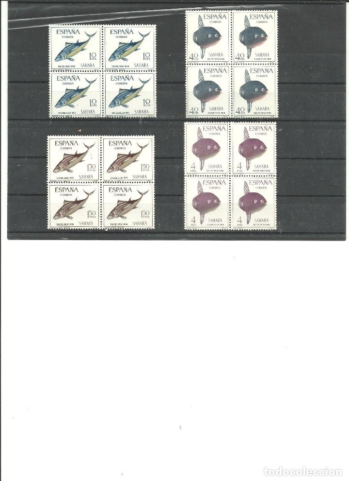 Briefmarken: SAHARA- 252/55 Dia del Sello-Peces- Bloque de cuatro nuevos sin fijasellos(seg&uacute;n foto)