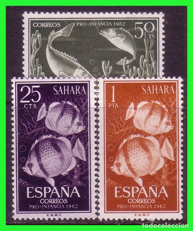 Timbres: SAHARA 1962 Pro Infancia, EDIFIL n&ordm; 209 a 211 *